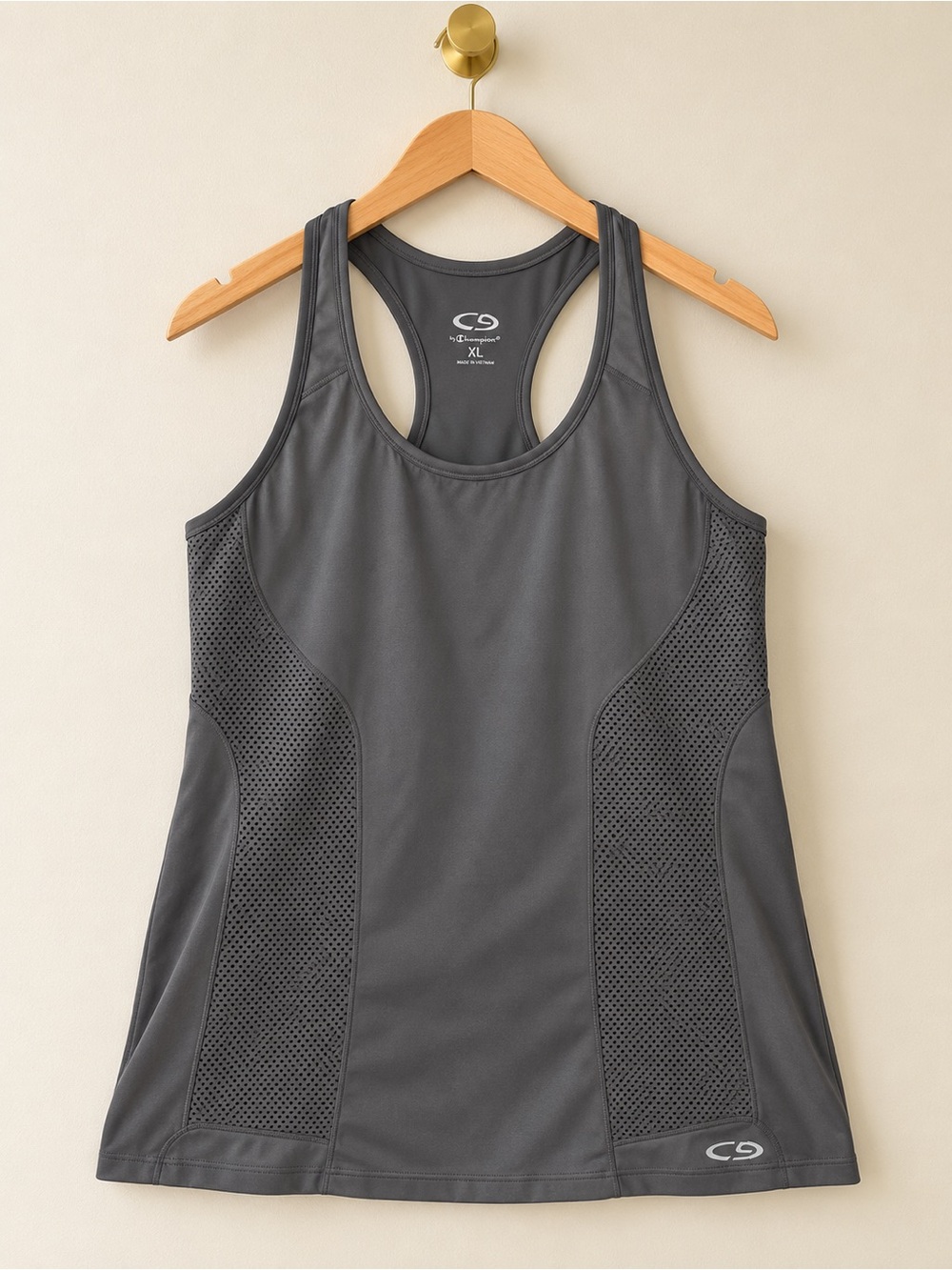C9 by Champion Women’s XL Gray Racerback Athletic Tank Top Mesh Panels